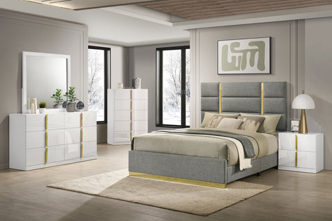 Ines Upholstered Panel Bedroom Set Grey