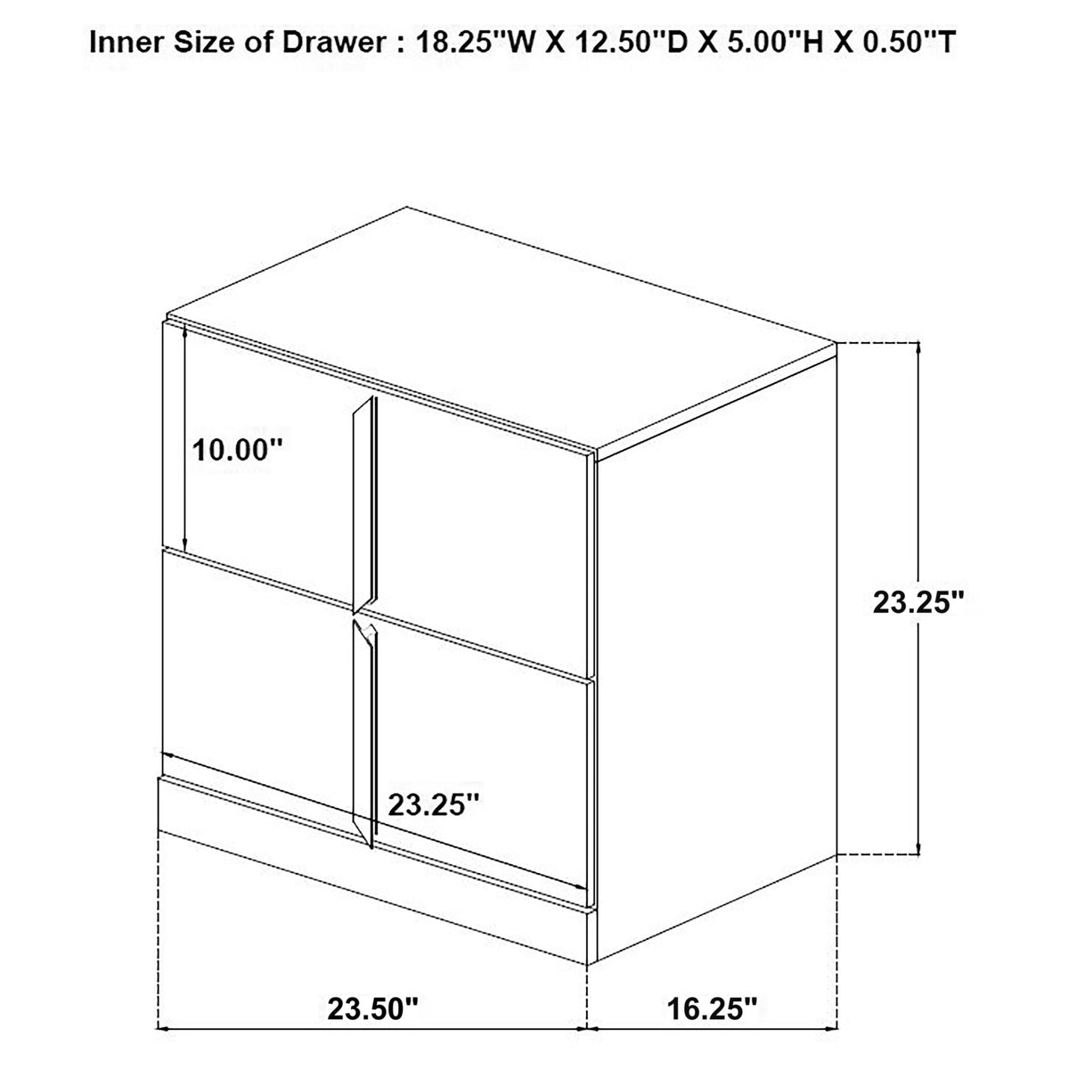 Ines 2-drawer Nightstand Bedside Table White High Gloss