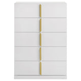 Ines 5-drawer Bedroom Chest of Drawers White High Gloss