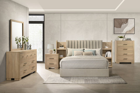 Arielle Bookcase Bedroom Set Light Tan