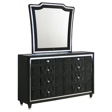 Lorient 8-drawer LED Dresser with Mirror Black