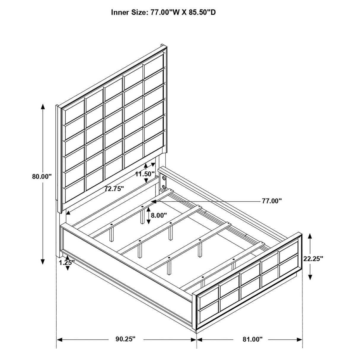 Durango 80-inch California King Panel Bed Smoked Peppercorn