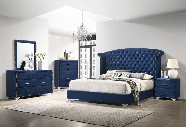 Melody Upholstered Wingback Bedroom Set Pacific Blue