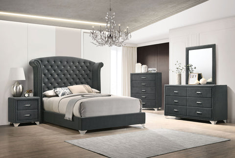 Melody Upholstered Wingback Bedroom Set Grey