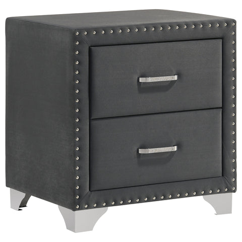 Melody Upholstered 2-drawer Nightstand Grey