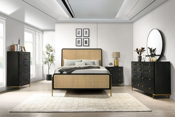 Arini Rattan Panel Bedroom Set Black