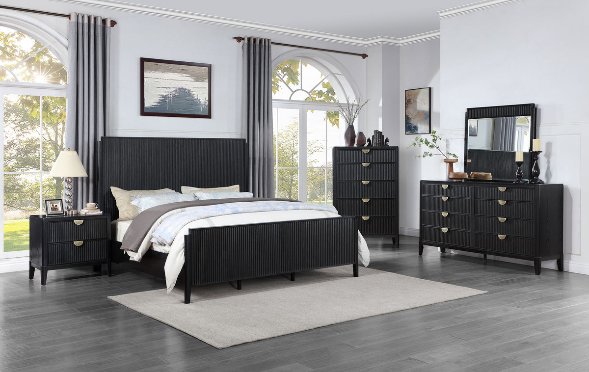 Brookmead Black Modern Bedroom Set — collection scene; select a configuration for exact contents