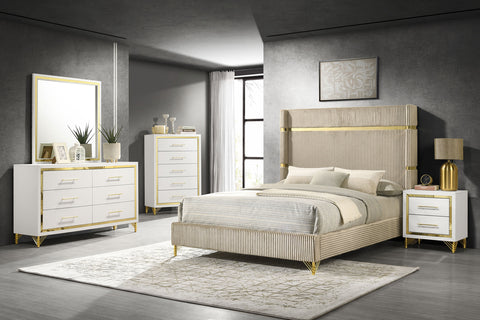 Lucia Upholstered Wingback Bedroom Set Beige