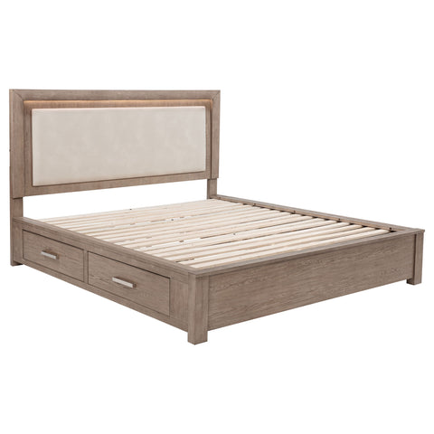 Kenora 56-inch California King LED Storage Bed Barley Brown