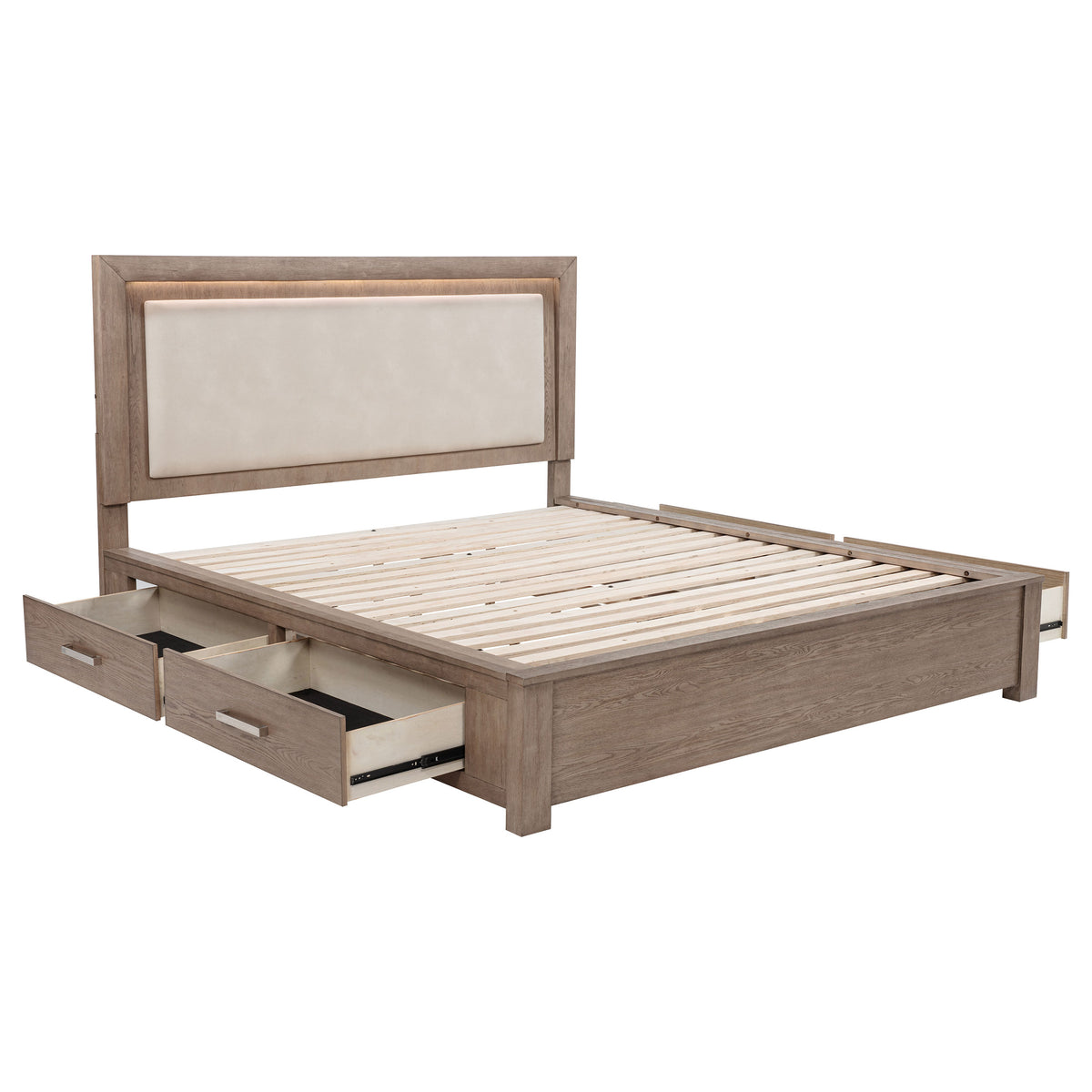 Kenora 56-inch California King LED Storage Bed Barley Brown