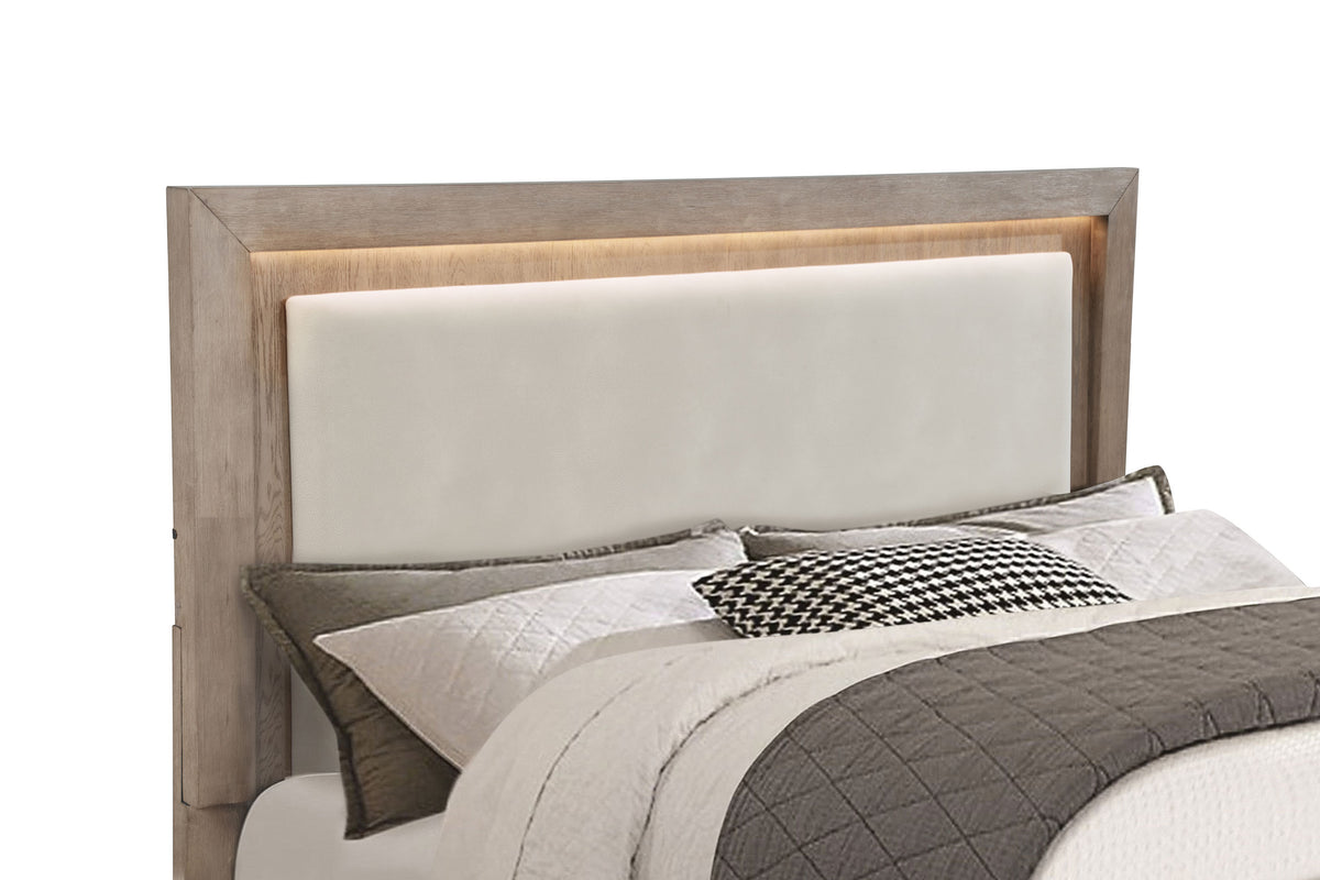 Kenora 56-inch California King LED Storage Bed Barley Brown