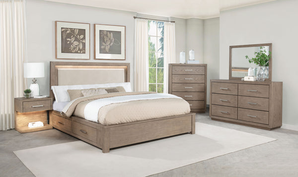 Kenora Panel Storage Bedroom Set Barley Brown