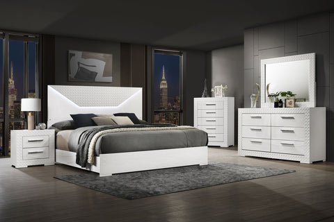 Ives Panel Bedroom Set White High Gloss