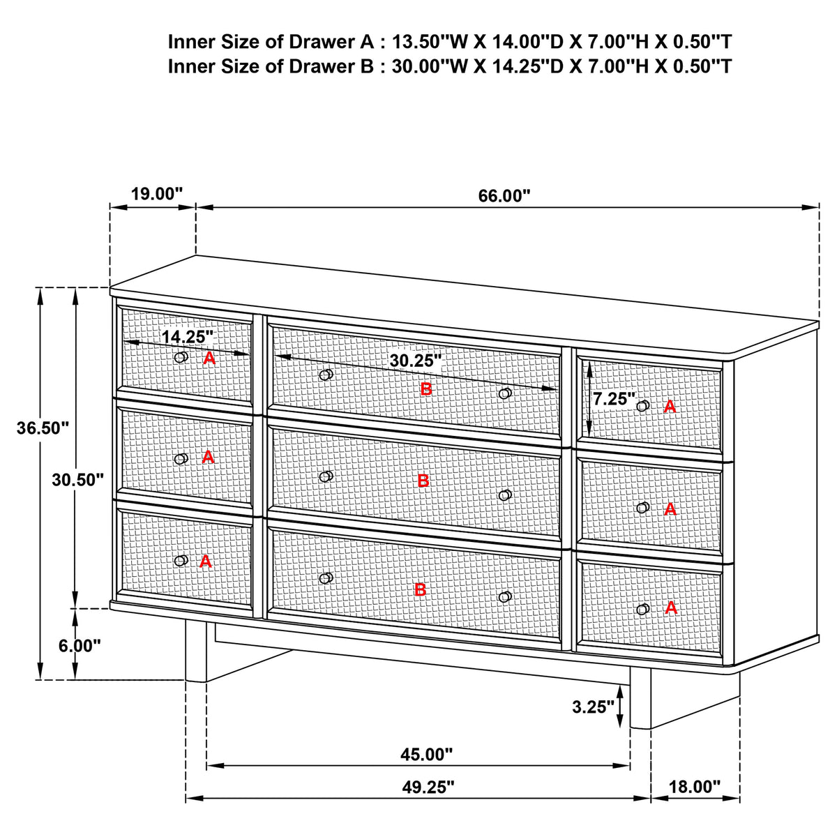 Kailani 9-drawer Dresser Cabinet Beige Oak