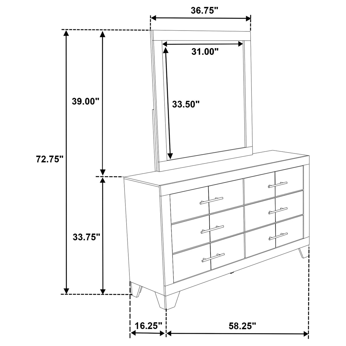 Trenton 6-drawer Bedroom Dresser With Mirror Rustic Cream