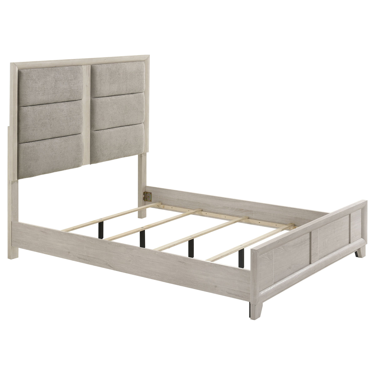 Farre Queen Upholstered Panel Bed Washed Grey
