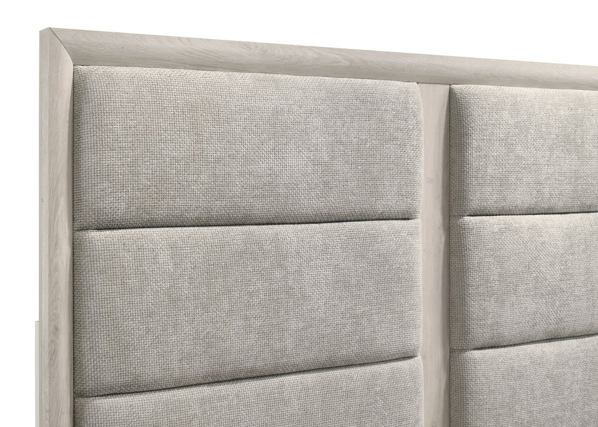 Farre Queen Upholstered Panel Bed Washed Grey