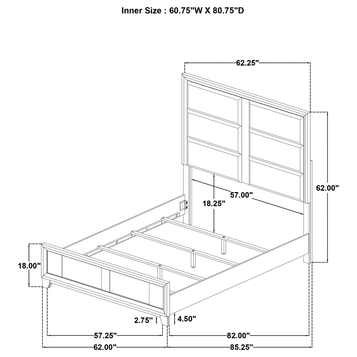 Farre Queen Upholstered Panel Bed Washed Grey