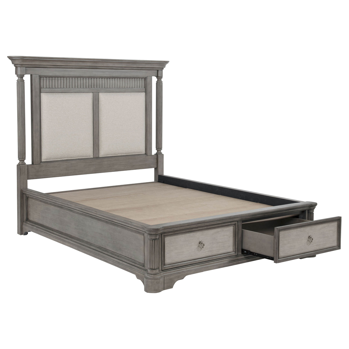 Cresswell California King Upholstered Storage Platform Bed Weathered Taupe