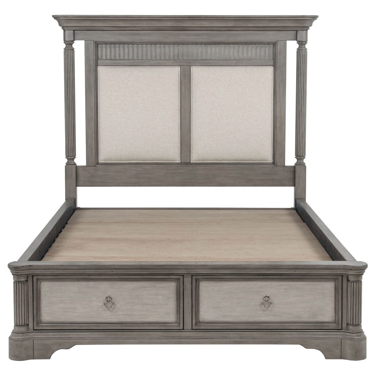 Cresswell California King Upholstered Storage Platform Bed Weathered Taupe