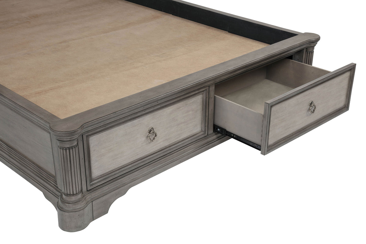 Cresswell California King Upholstered Storage Platform Bed Weathered Taupe