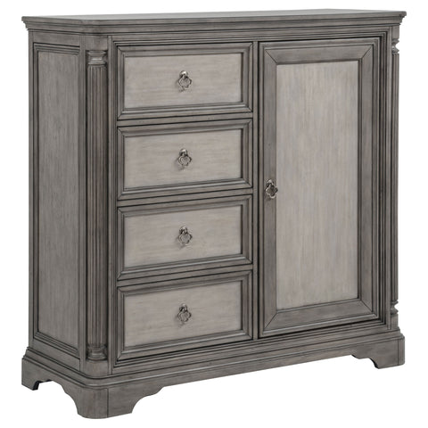 Cresswell 4-drawer Door Chest with Hidden Storage Weathered Taupe