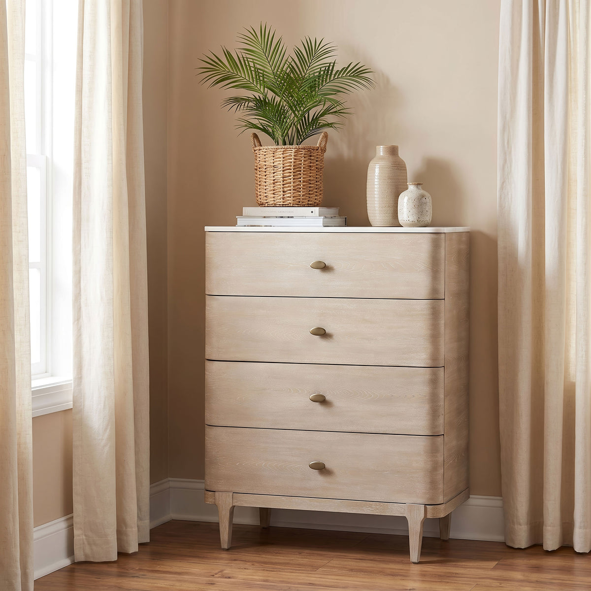 Lucaire 4-drawer Chest of Drawers Sandstone
