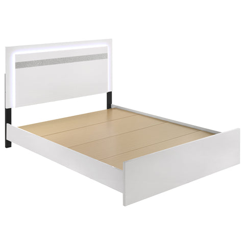 Viana Touch-Control LED Queen Platform Bed White High Gloss