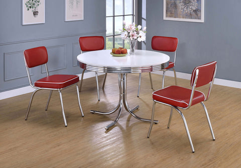Retro Round Dining Set Red