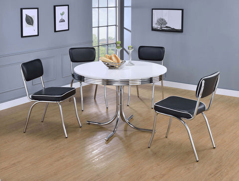 Retro Round Dining Set Black