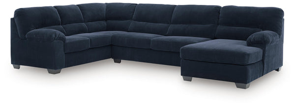SimpleJoy Navy 3-Piece Sectional with Right-Arm Facing Chaise
