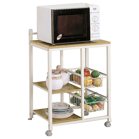 Kelvin 3-shelf Mobile Kitchen Cart Natural Brown and White