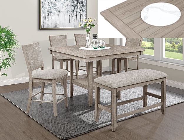 Fulton White Oak Counter Height Dining Bench - Crown Mark | Olivia Furniture