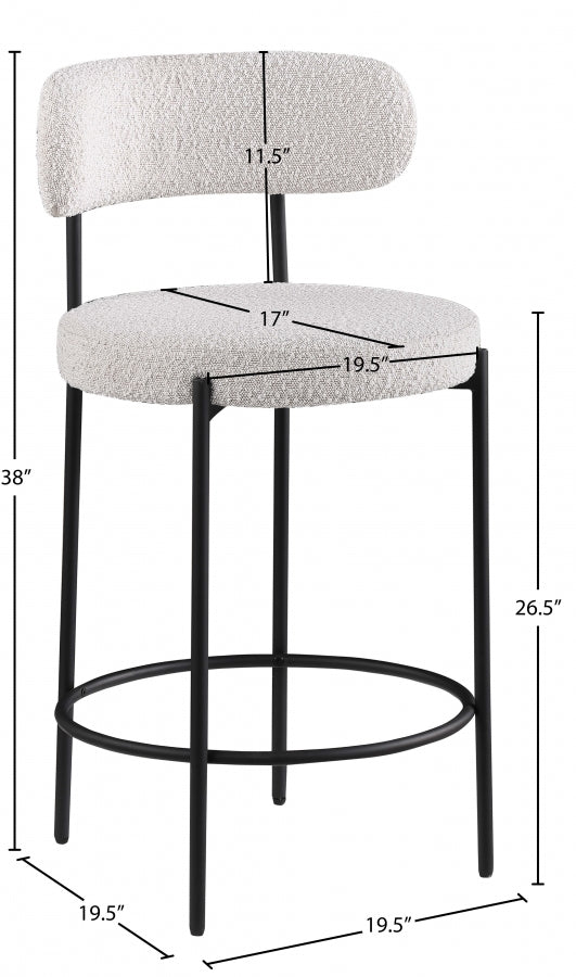 Beacon Boucle Fabric Upholstered Bar / Counter Stools — 877-C - Cream - 877Cream-C Dim