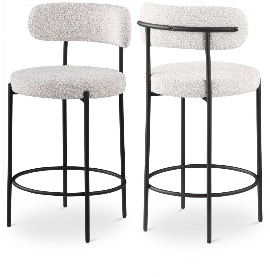 Beacon Boucle Fabric Upholstered Bar / Counter Stools — 877-C - Cream - 877Cream-C Double Chair