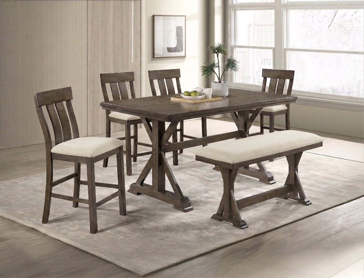 Lloyd Brown Rustic Counter Height Set - view 1