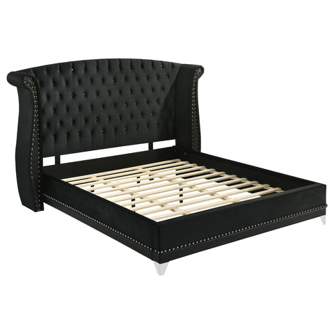 Barzini Upholstered California King Wingback Bed Black