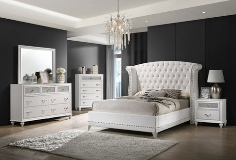 Barzini Upholstered Wingback Bedroom Set White