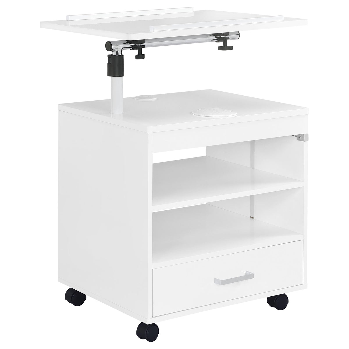 Lerma 1-drawer Adjustable Tray Top Nightstand with Speaker White High Gloss