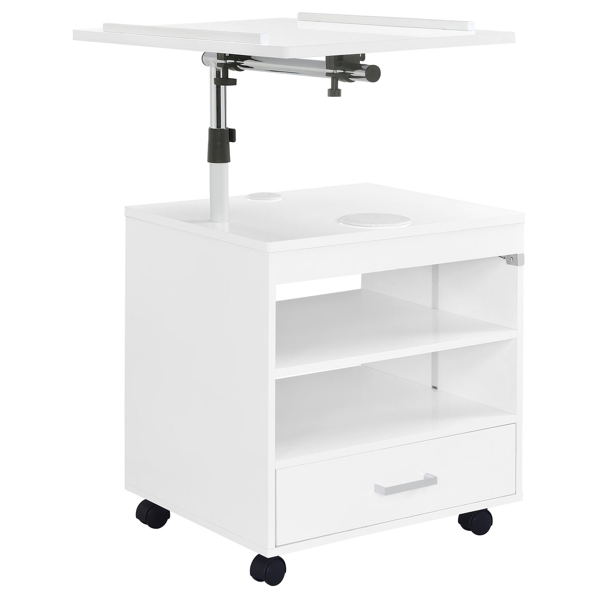 Lerma 1-drawer Adjustable Tray Top Nightstand with Speaker White High Gloss