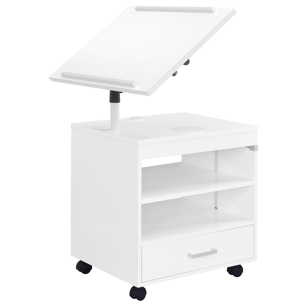 Lerma 1-drawer Adjustable Tray Top Nightstand with Speaker White High Gloss