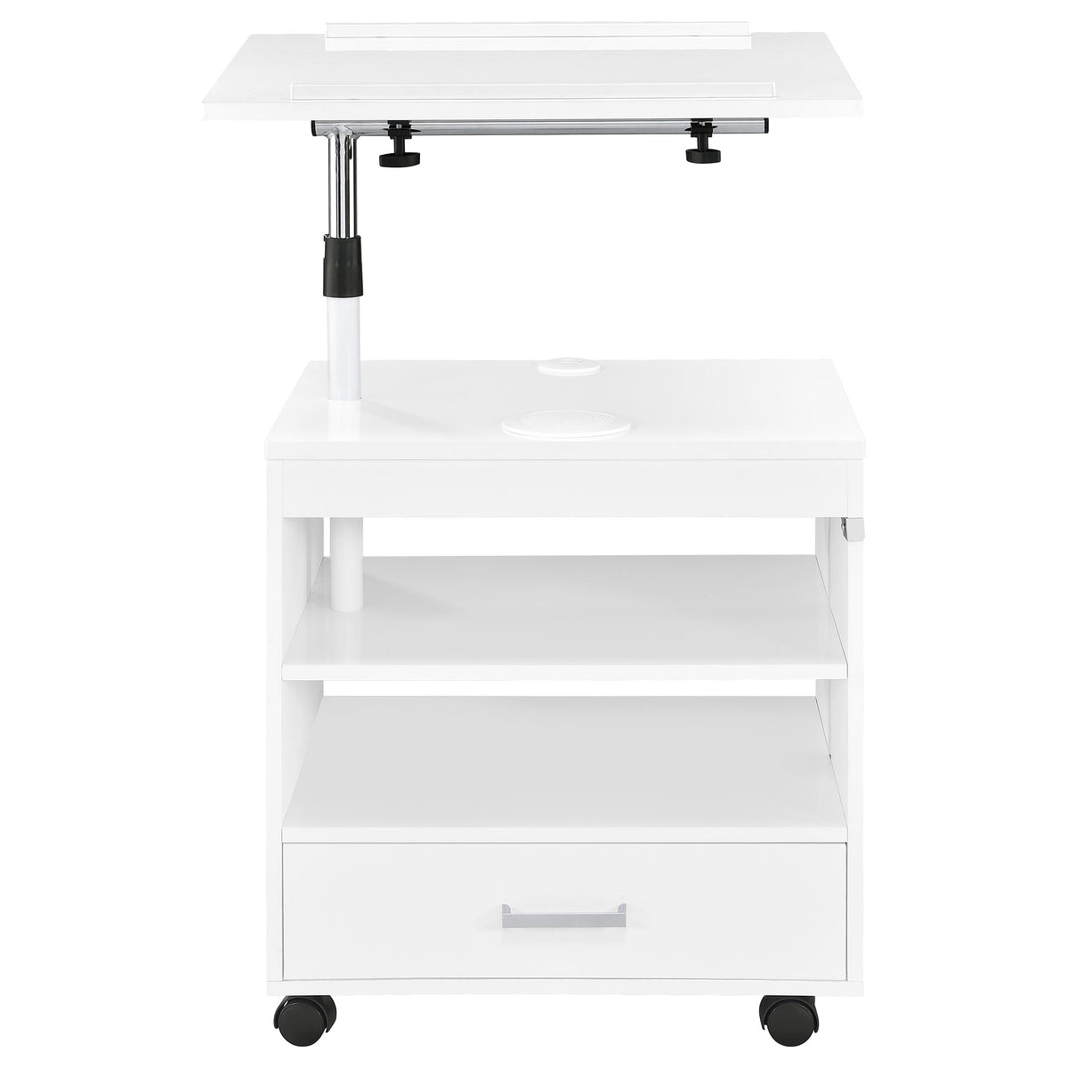 Lerma 1-drawer Adjustable Tray Top Nightstand with Speaker White High Gloss