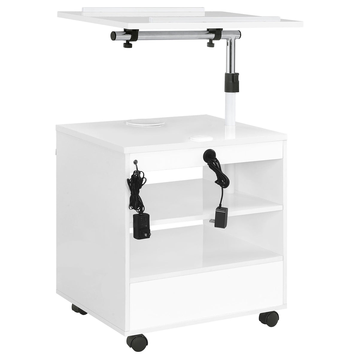 Lerma 1-drawer Adjustable Tray Top Nightstand with Speaker White High Gloss
