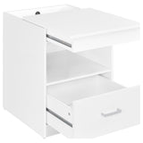 Fabre 1-drawer Extendable Top Nightstand Bedside Table White High Gloss