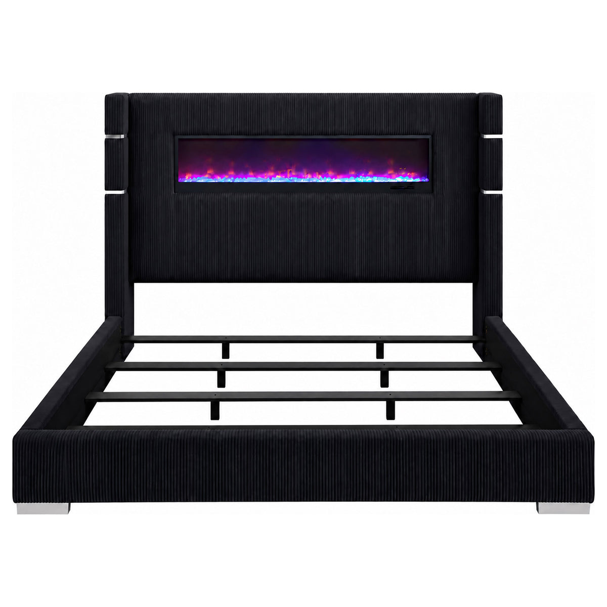 Tisdall Upholstered Eastern King Flame Visualizer Bed Black