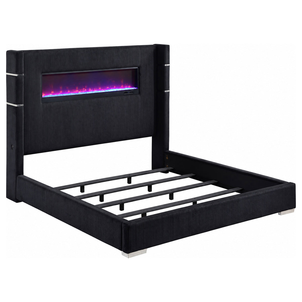 Tisdall Upholstered Cal King Flame Visualizer Bed Black