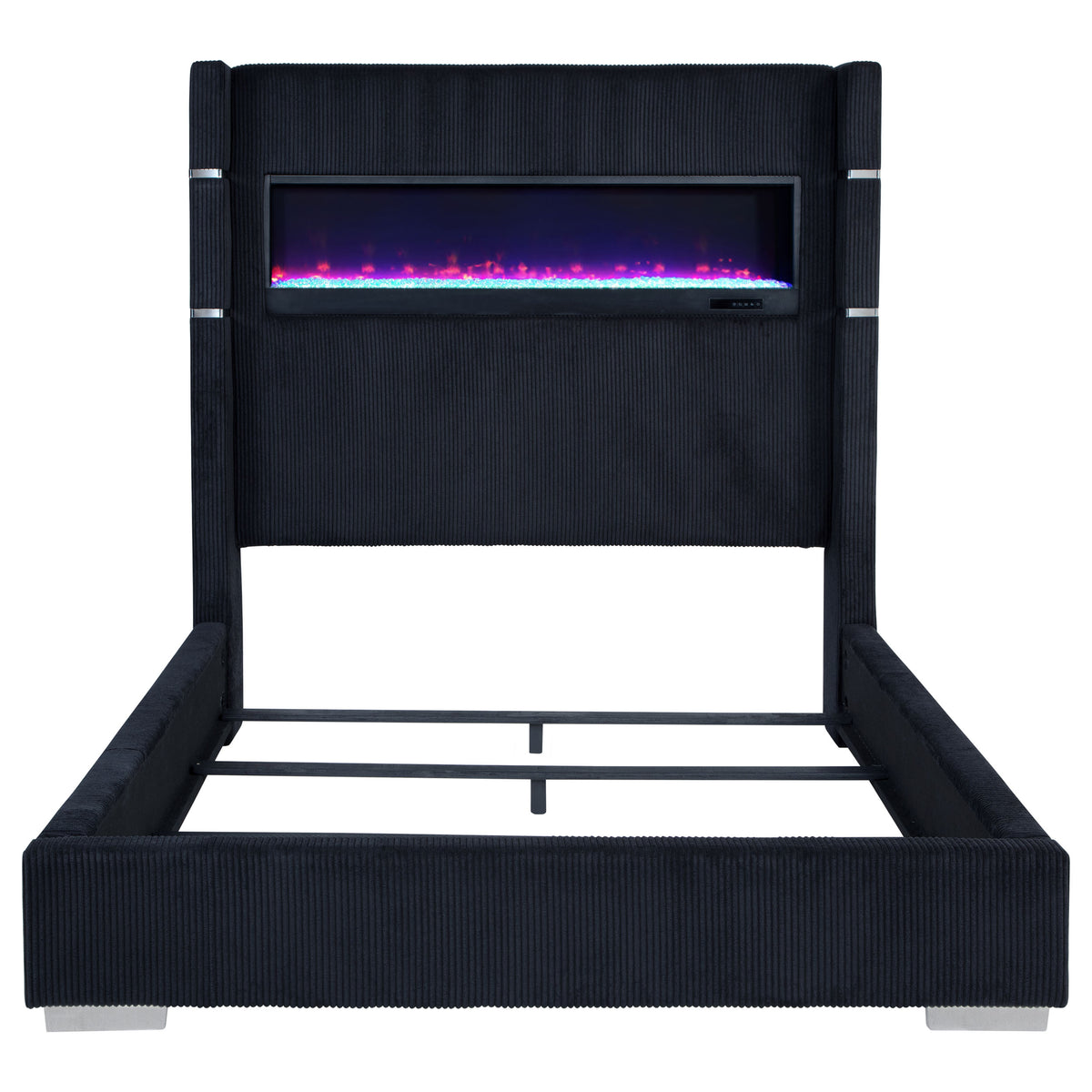 Tisdall Upholstered Queen Flame Visualizer Bed Black