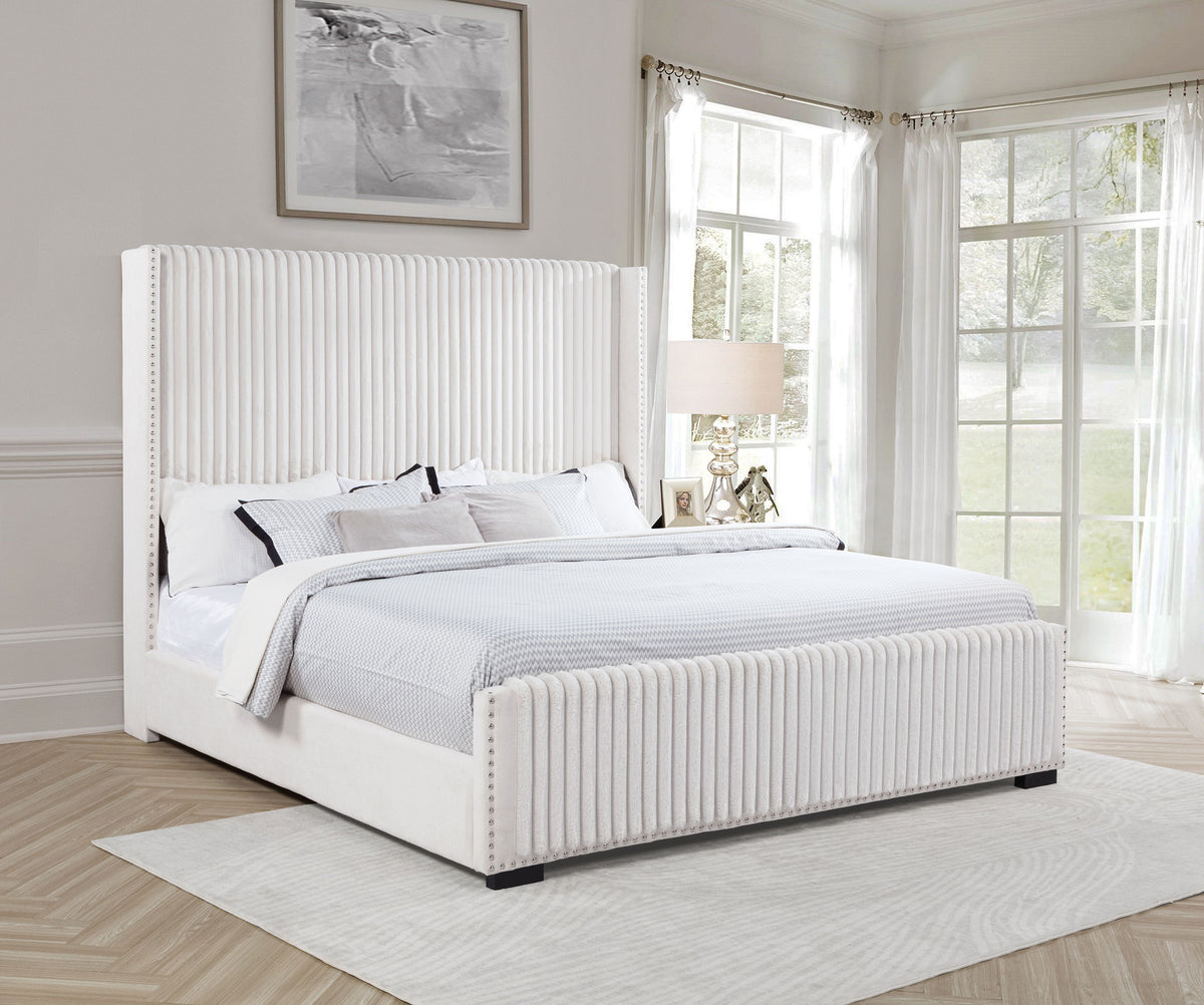Natasha 65-inch Upholstered California King Bed Cream