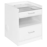 Furda 2-drawer LED Nightstand Bedside Table with Speaker White High Gloss