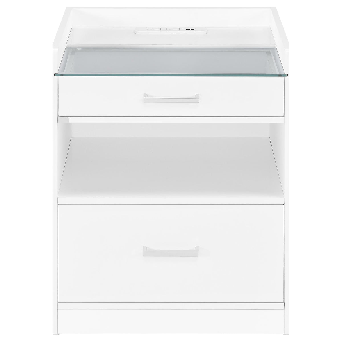 Furda 2-drawer LED Nightstand Bedside Table with Speaker White High Gloss
